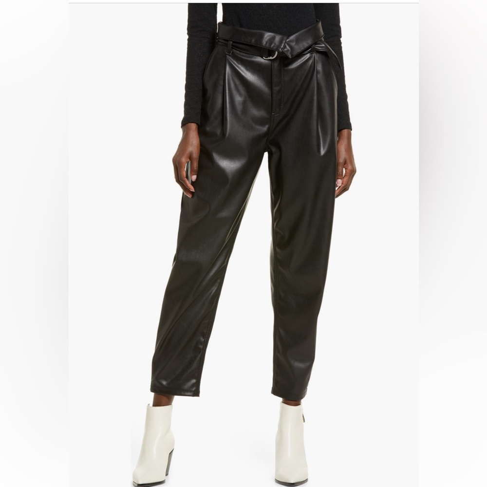 Black Faux Leather High-Waisted Pants